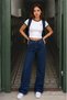 Navy Blue High Waist Wide Leg Lycra Palazzo School Trousers