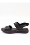 D26Ys 2745 Black Genuine Leather Velcro Women's Sandals - 7