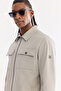 Men's Gray Classic Collar Water Repellent Technical Fabric Seasonal Regular Fit Coat A61Y6004 - 2