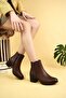 92160-1 Tan Genuine Leather Winter Women's Boots - 2