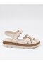D26Ys 2905 Cream Genuine Leather Women's Sandals - 5