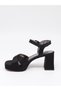 Carel 99 Black Satin Cross Platform Women's Sandals - 7