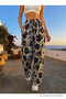 Women's Floral Patterned High Waist Summer Fabric Elastic Waist Trousers - 3