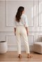 Women's High Waist Lycra / Stretchy Carrot Cut Fabric Pants - 4