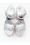 Uraz 795 Silver Satin Platform Women's Sandals - 8