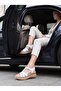 D26Ys 2590 White Genuine Leather Padded Women's Sandals - 4