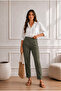 Women's High Waist Lycra / Stretchy Carrot Cut Fabric Pants - 2