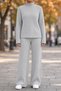 Women's Turtleneck Cotton Striped Pattern Casual Relaxed Two-Piece Set