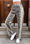 Snake Patterned High Waist Wide Leg Lycra Palazzo Jeans - 5