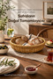 Round Wicker Basket Decorative Woven Serving Presentation Bread Fruit Basket 31 cm Natural Brown Design - 8