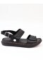 D26Ys 2745 Black Genuine Leather Velcro Women's Sandals - 5
