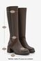 Women's Round Toe Thick Heeled Elastic Suede Detailed Boots Voleris Brown - 8
