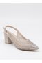 Özma 4045 Gold Heeled A. Open Women's Shoes - 6