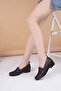 14421 Black Chain Pattern Genuine Leather Heeled Women's Shoes - 3