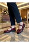 Süha 250 Burgundy Patent Leather Buckle Ballerina Women's Ballet Flats - 3