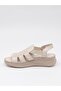 D26Ys 2345 Cream Genuine Leather Women's Sandals - 7