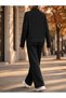 Women's Turtleneck Cotton Striped Pattern Casual Relaxed Two-Piece Set - 6