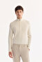 Men's Beige Side Elastic Quick-Drying Wrinkle-Free Slim Fit Trousers A52Y3077 - 3