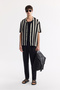 Men's Black Apaj Collar Patterned Cotton Short Sleeve Comfort Fit Shirt A51Y2108 - 4