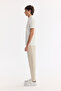 Men's Ecru Non-Curling Polo Collar Zippered Regular Fit T-Shirt A61Y1009 - 3