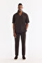 Men's Brown Side Elastic Tencel Blended Relaxed Fit Trousers A61Y3004 - 7