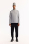 Men's Gray Mock Neck Inside K Checked Ş Brushed Inside Technical Fabric Regular Fit Sweatshirt A52Y1219 - 5