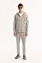 Men's Gray Hooded Collar Zippered Easy-Iron Bi-Stretch Regular Fit Sweatshirt A52Y1270 - 5