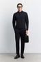 Men's Black Polo Collar Buttoned Technical Fabric Long Sleeve Basic Regular Fit T-Shirt A62Y1014 - 7