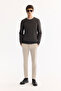 Men's Anthracite Crew Neck 100% Acrylic Textured Knitwear Regular Fit Sweater E005088 - 7