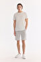 Men's Gray Elastic Waist Linen Blend Relaxed Fit Shorts B003731 - 8