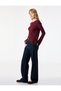 Bürümcük Fabric Asymmetrical Cut Buttoned Crew Neck Long Sleeve Cardigan - 3