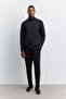 Men's Black Stand Collar Zippered Front Panel Mesh Detailed Side Pockets Technical Regular Fit Cardigan A62Y1319 - 8