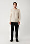 Men's Beige Crew Neck Wool Knitwear Sweater B 005013 - 5