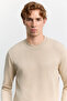 Men's Beige Crew Neck Viscose Blended Basic Knitwear Regular Fit Sweater B005021 - 5