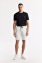 Men's Ecru Elastic Waist Lace-Up Bi-Stretch Interlock Regular Fit Shorts A51Y3631 - 5