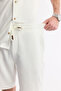 Men's Ecru Elastic Waist Lace-Up Viscose Blended Knitted Regular Fit Shorts A51Y3633 - 4