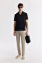 Men's Black Shawl Collar Viscose Blended Jacquard Regular Fit T-Shirt A51Y1071 - 6