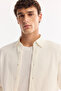 Men's White Button down Collar 100% Cotton Textured Comfort Fit Shirt A52Y2069 - 2