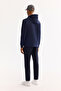 Men's Navy Blue Hooded Cotton Bi-Stretch Regular Fit Sweatshirt A52Y1201 - 4