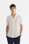 Men's White Apaj Collar Easy-Iron Short Sleeve Regular Fit Shirt A61Y2027