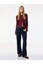 Bürümcük Fabric Asymmetrical Cut Buttoned Crew Neck Long Sleeve Cardigan