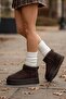 Women's Stoned Brown High Sole Ultra Mini Suede Boots with Fur Inside 4.5cm Byndum02 - 2