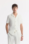 Men's Ecru Elastic Waist Lace-Up Viscose Blended Knitted Regular Fit Shorts A51Y3633 - 6