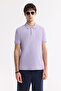 Men's Lilac Non-Curling Polo Neck 100% Cotton Basic Regular Fit T-Shirt B001032 - 5