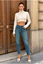 High Waist Boyfriend, Mom Fit Dark Blue Jean Pants - 4