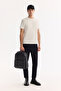 Men's Ecru Crew Neck Viscose Blend Bi-Stretch Printed Regular Fit T-Shirt A52Y1020 - 6