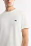 Men's Ecru Crew Neck Back and Chest Logo Printed T-Shirt B 001040 - 2