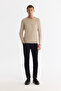 Men's Beige Viscose Crew Neck Knitwear Regular Fit Sweater B005132 - 5