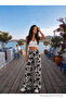 Women's Floral Patterned High Waist Summer Fabric Elastic Waist Trousers - 5