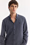 Men's Navy Blue Bottom Britli Striped Breathable Soft Touch Comfort Fit Shirt A61Y2131 - 5